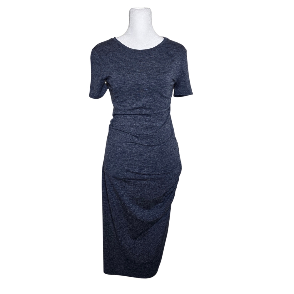 Treasure And Bond Short Sleeve T-shirt Dress Side Rouching Heather Grey Size XS